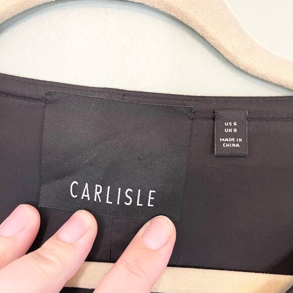 CARLISLE Dress Womens 6 Black Sheath Short Sleeve Full Zip Pockets Knee Length - Picture 9 of 10